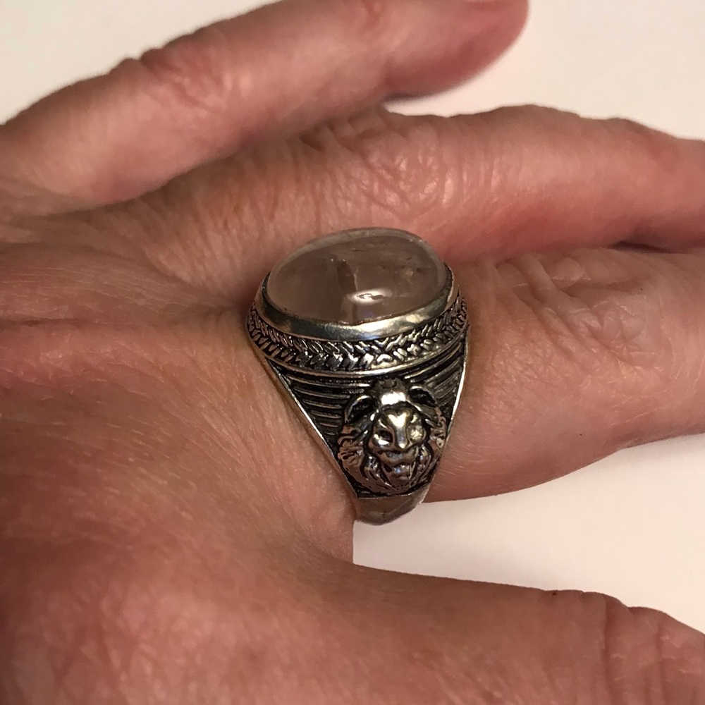 Rose Quartz Stamped 925 Sterling Silver Ring